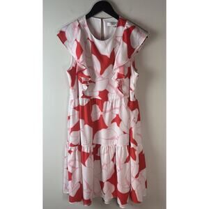 Crosby By Mollie Burch Dress Womens Large Ruffled Sleeves Floral Lined